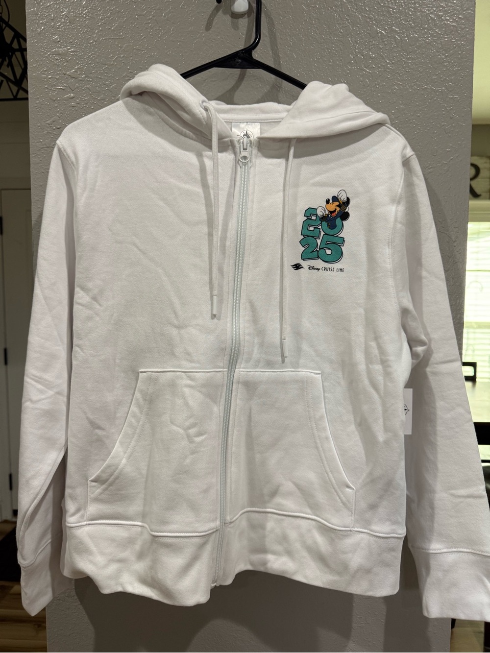 White 2025 Disney cruise line women’s zip Hoodie